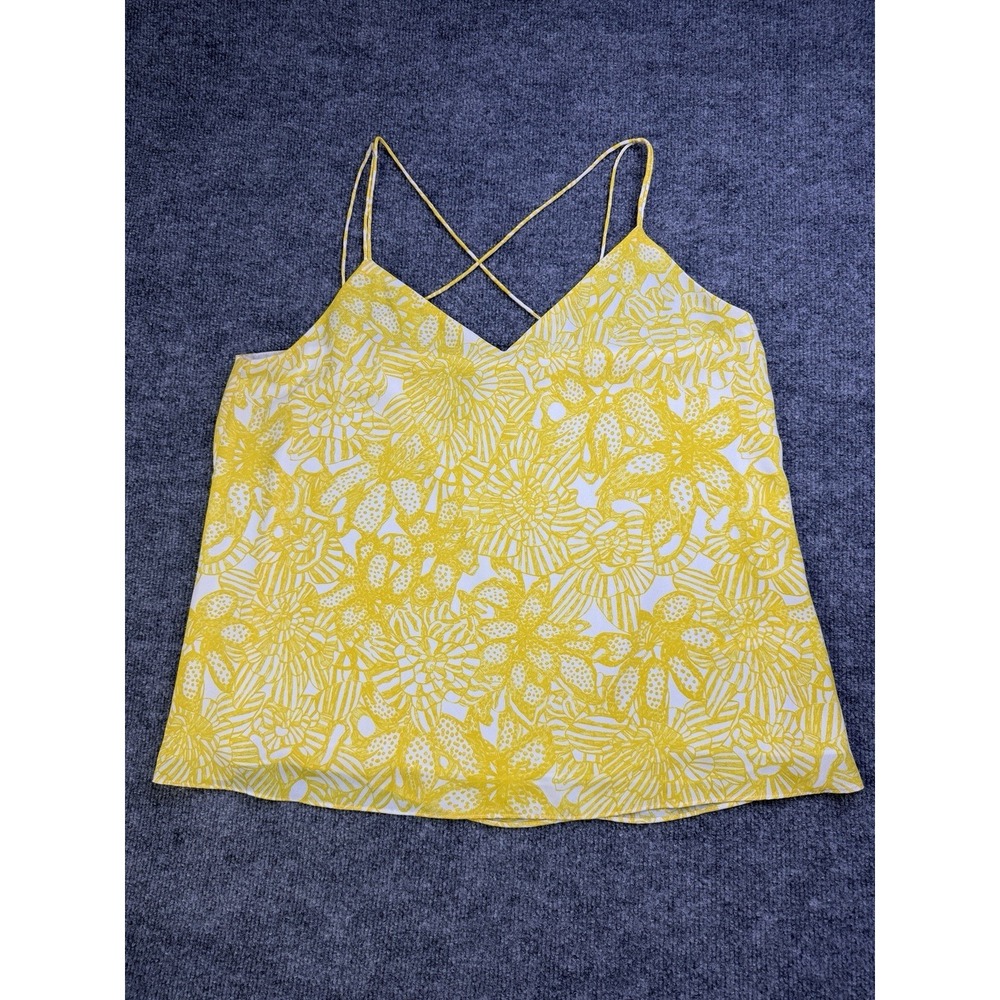 H&M Yellow Floral Camisole Top Strappy Back Womens Size 12 Flowy Summer Boho‎